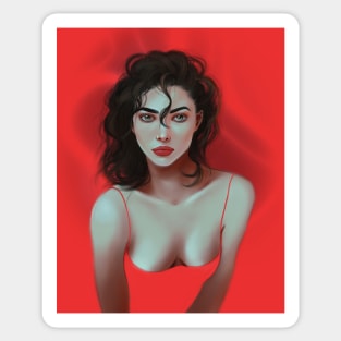 Woman in a red dress Sticker